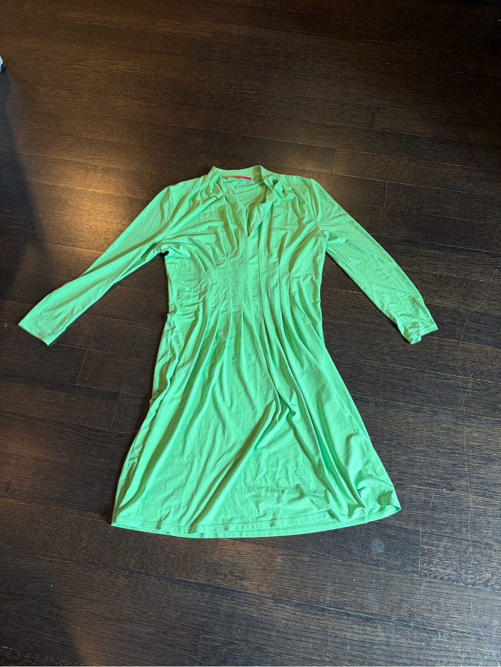 Catherines Bright Green Long Sleeve Fit-and-Flare Dress